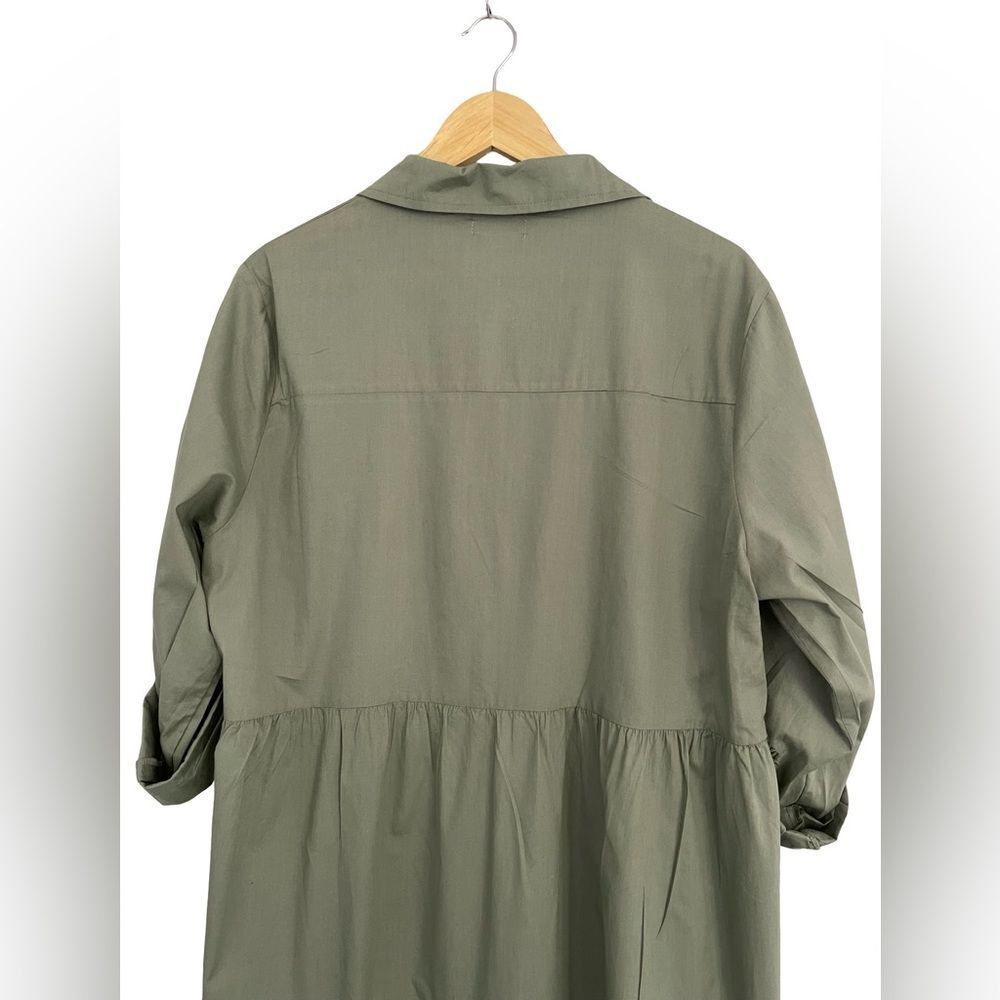 Haven Hearts Olive Green Button-Up Oversized Maxi Dress - Picture 4 of 10